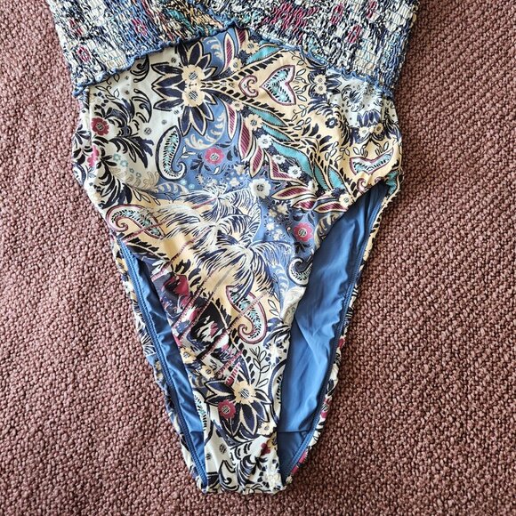Anthropologie Off Shoulder Smocked Swimsuit  Size L - Picture 8 of 15